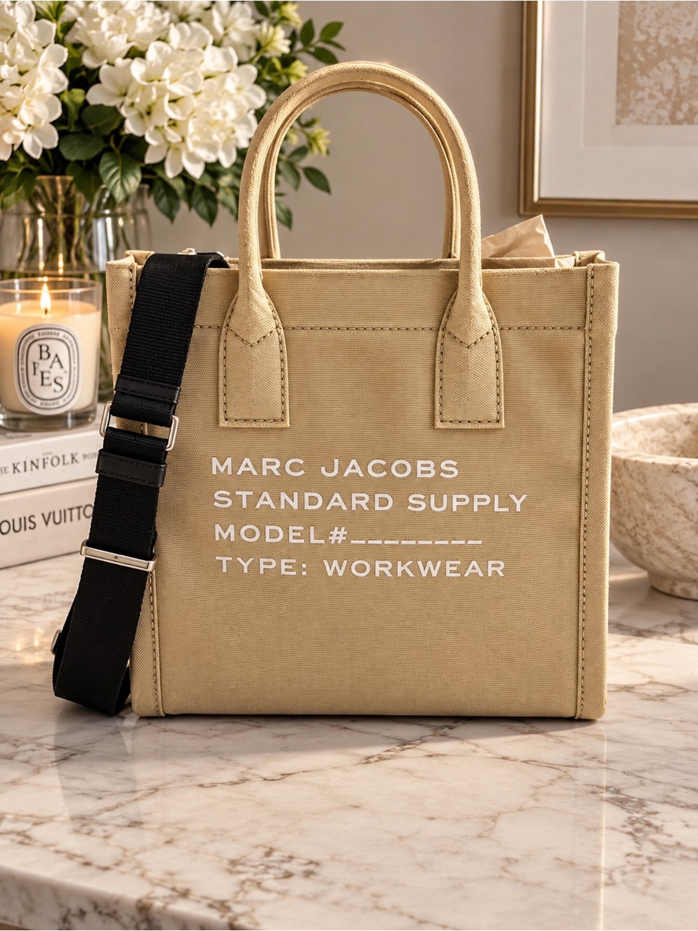 NWT Marc Jacobs Standard Supply Medium Canvas Tote Beige Crossbody